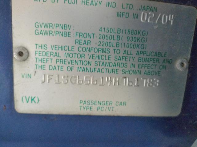 Photo 10 from auction – 2004 SUBARU FORESTER 2 with VIN JF1SG65614H761783