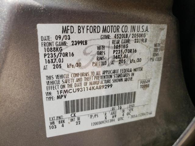 Photo 10 from auction – 2004 FORD ESCAPE with VIN 1FMCU93114KA89299