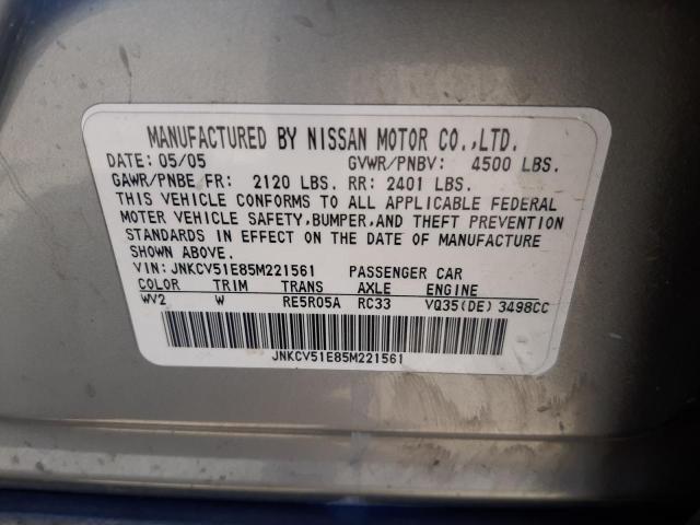 Photo 10 from auction – 2005 INFINITI G35 with VIN JNKCV51E85M221561