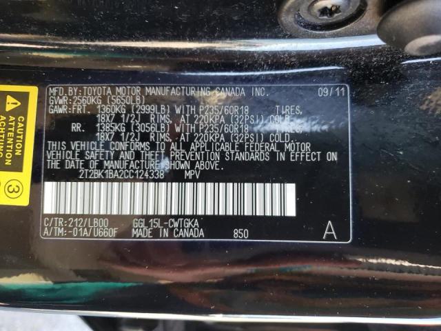 Photo 10 from auction – 2012 LEXUS RX 350 with VIN 2T2BK1BA2CC124338