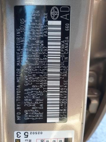 Photo 10 from auction – 2006 TOYOTA COROLLA CE with VIN 2T1BR30E36C582797