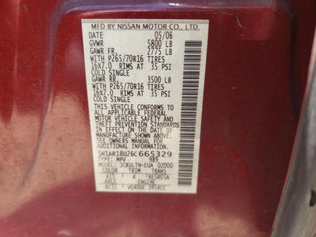 Photo 10 from auction – 2006 NISSAN PATHFINDER with VIN 5N1AR18U26C665329