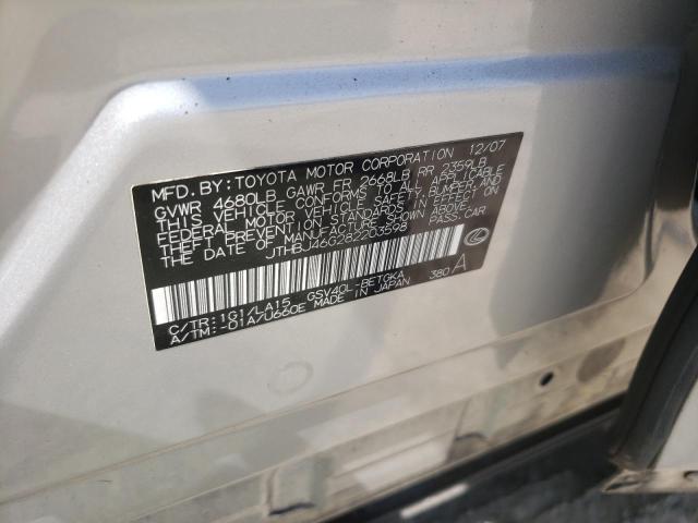 Photo 10 from auction – 2008 LEXUS ES 350 with VIN JTHBJ46G282203598
