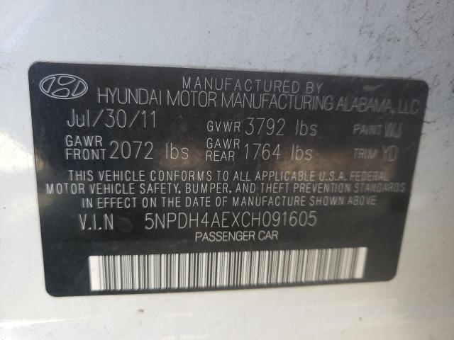 Photo 10 from auction – 2012 HYUNDAI ELANTRA GL with VIN 5NPDH4AEXCH091605