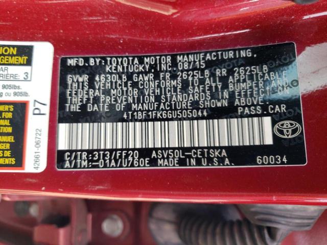 Photo 10 from auction – 2016 TOYOTA CAMRY LE with VIN 4T1BF1FK6GU505044