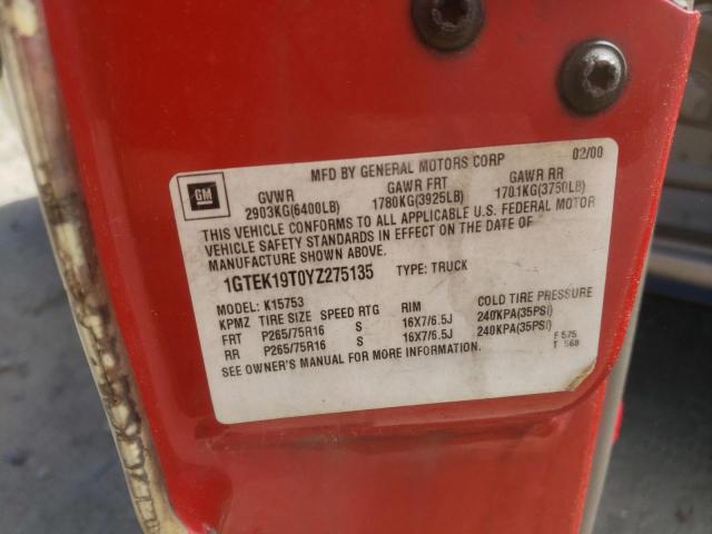 Photo 10 from auction – 2000 GMC NEW SIERRA with VIN 1GTEK19T0YZ275135