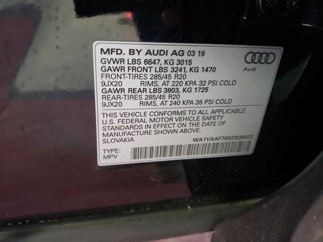 Photo 10 from auction – 2019 AUDI Q7 PRESTIG with VIN WA1VAAF76KD039923