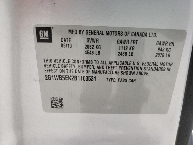 Photo 10 from auction – 2011 CHEVROLET IMPALA LT with VIN 2G1WB5EK2B1103531
