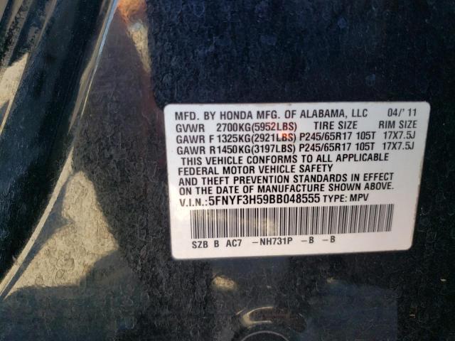 Photo 10 from auction – 2011 HONDA PILOT EXL with VIN 5FNYF3H59BB048555