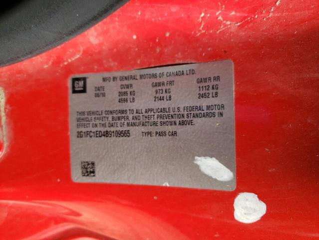 Photo 10 from auction – 2011 CHEVROLET CAMARO LT with VIN 2G1FC1ED4B9109565