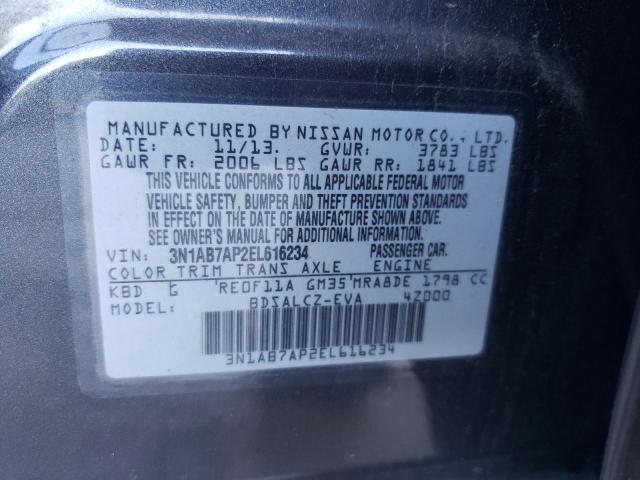 Photo 10 from auction – 2014 NISSAN SENTRA S with VIN 3N1AB7AP2EL616234