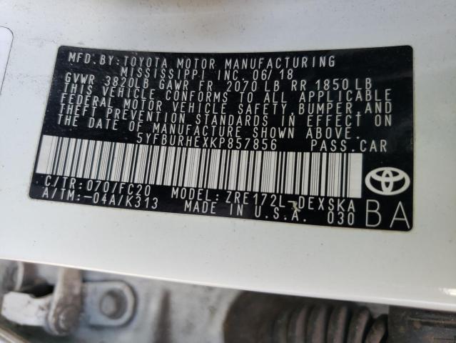 Photo 10 from auction – 2019 TOYOTA COROLLA L with VIN 5YFBURHEXKP857856