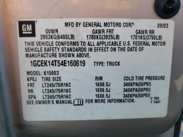 Photo 10 from auction – 2004 CHEVROLET SILVERADO with VIN 1GCEK14T54E160619