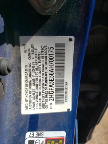 Photo 10 from auction – 2010 HONDA CIVIC SI with VIN 2HGFA5E56AH700175