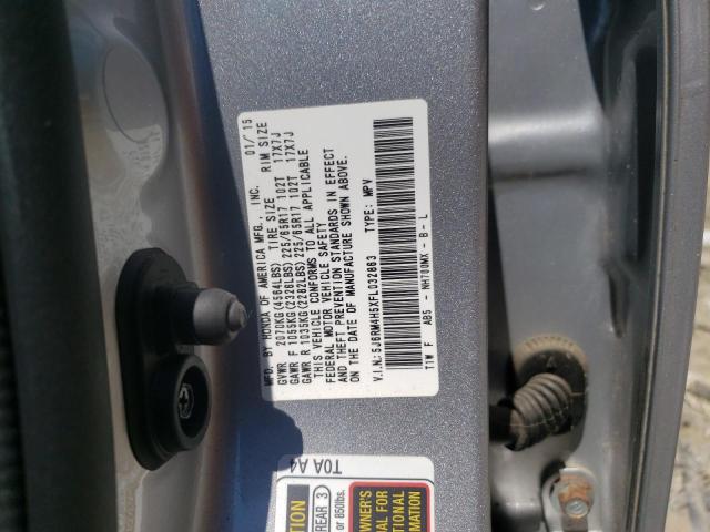 Photo 10 from auction – 2015 HONDA CR-V EX with VIN 5J6RM4H5XFL032863