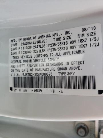 Photo 10 from auction – 2011 ACURA RDX with VIN 5J8TB2H2XBA000675
