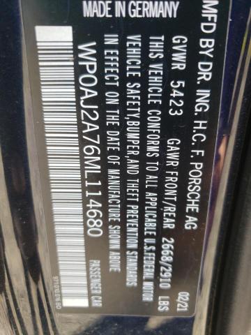 Photo 10 from auction – 2021 PORSCHE PANAMERA B with VIN WP0AJ2A76ML114680