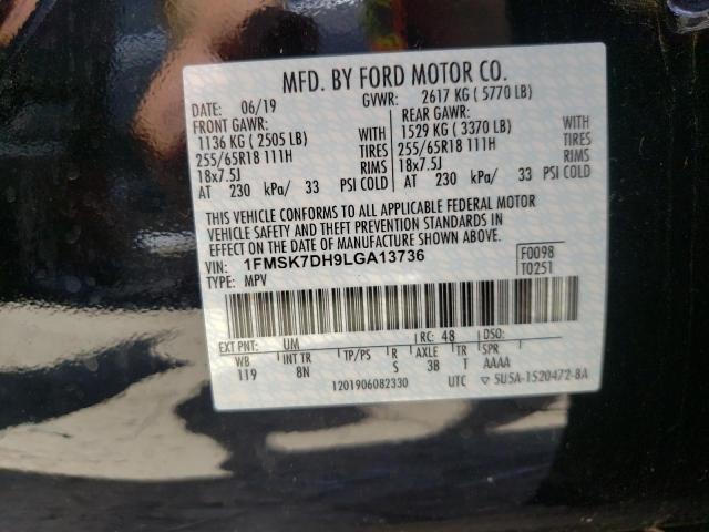 Photo 10 from auction – 2020 FORD EXPLORER X with VIN 1FMSK7DH9LGA13736