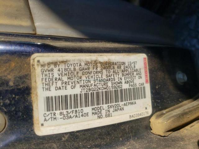 Photo 10 from auction – 1998 TOYOTA CAMRY CE with VIN JT2BG22K0W0159262