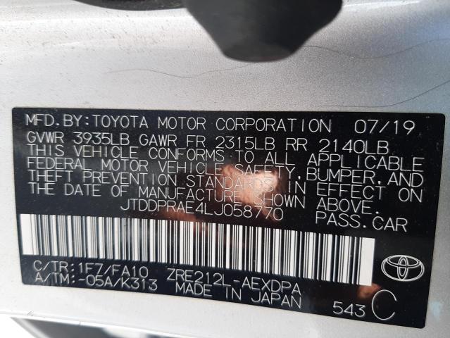 Photo 10 from auction – 2020 TOYOTA COROLLA L with VIN JTDDPRAE4LJ058770