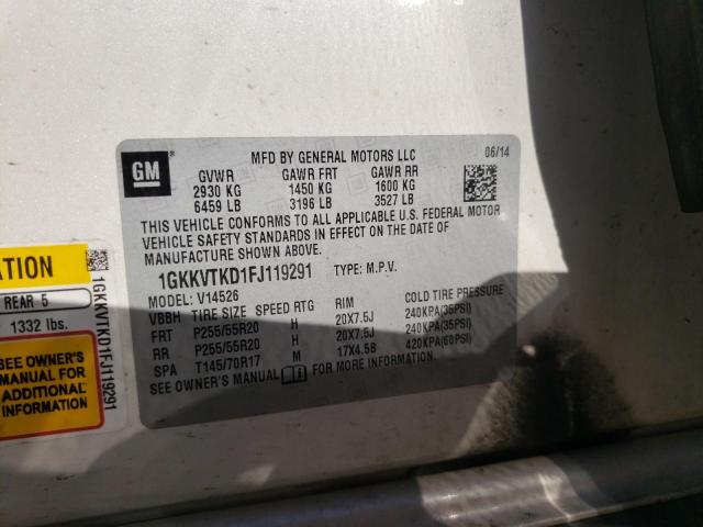 Photo 10 from auction – 2015 GMC ACADIA DEN with VIN 1GKKVTKD1FJ119291