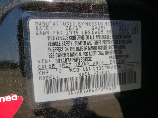 Photo 10 from auction – 2017 NISSAN SENTRA S with VIN 3N1AB7AP6HY394532