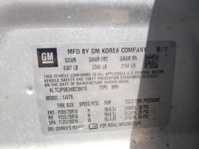 Photo 10 from auction – 2017 CHEVROLET TRAX 1LT with VIN KL7CJPSB3HB238410