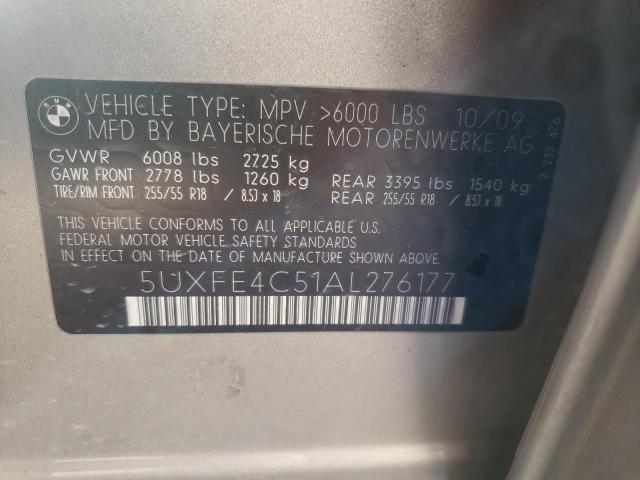 Photo 10 from auction – 2010 BMW X5 XDRIVE3 with VIN 5UXFE4C51AL276177