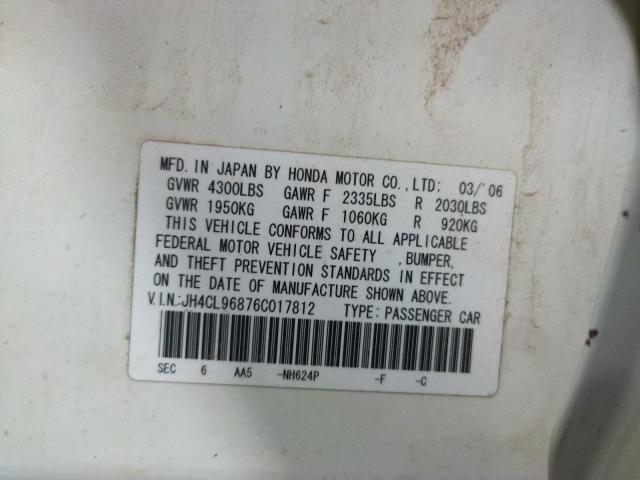 Photo 10 from auction – 2006 ACURA TSX with VIN JH4CL96876C017812