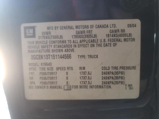 Photo 10 from auction – 2005 CHEVROLET SILVERADO with VIN 2GCEK13T151144566