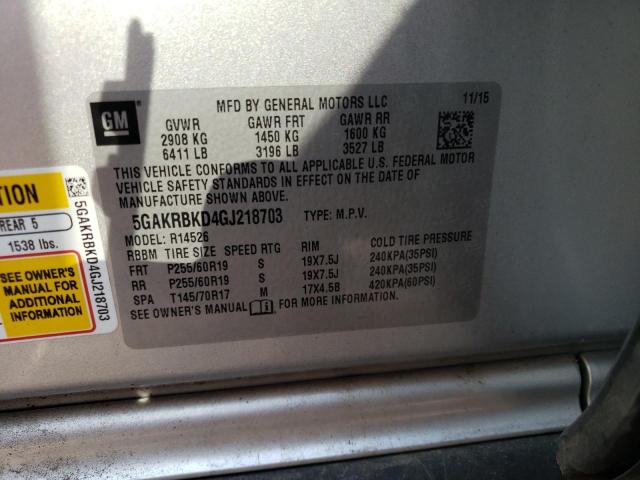 Photo 10 from auction – 2016 BUICK ENCLAVE with VIN 5GAKRBKD4GJ218703