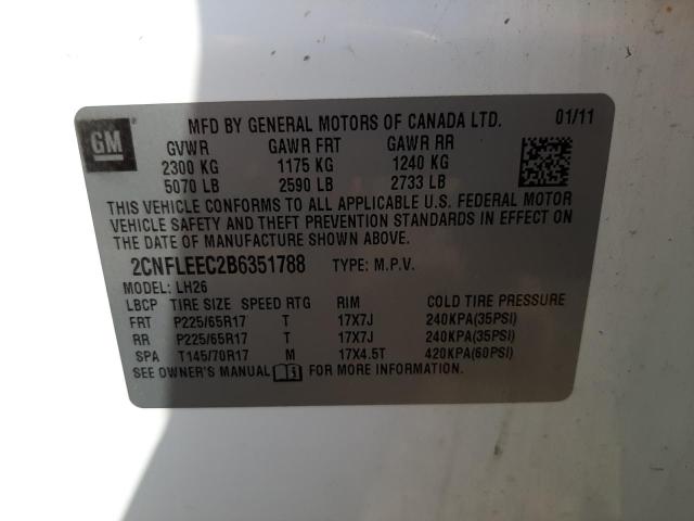Photo 10 from auction – 2011 CHEVROLET EQUINOX LT with VIN 2CNFLEEC2B6351788