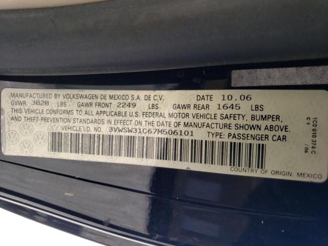 Photo 10 from auction – 2007 VOLKSWAGEN BEETLE with VIN 3VWSW31C67M506101