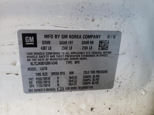 Photo 10 from auction – 2016 CHEVROLET TRAX LS with VIN KL7CJNSB1GB614346