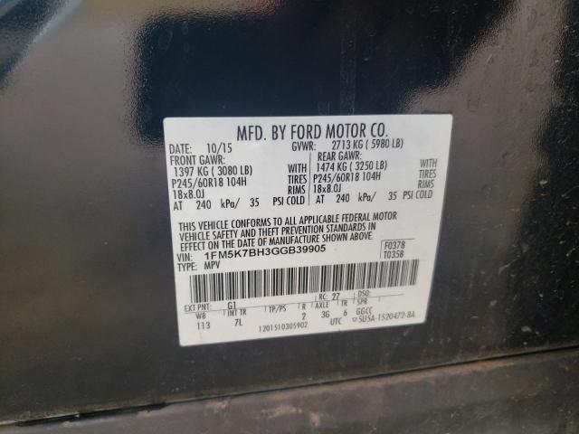 Photo 10 from auction – 2016 FORD EXPLORER with VIN 1FM5K7BH3GGB39905
