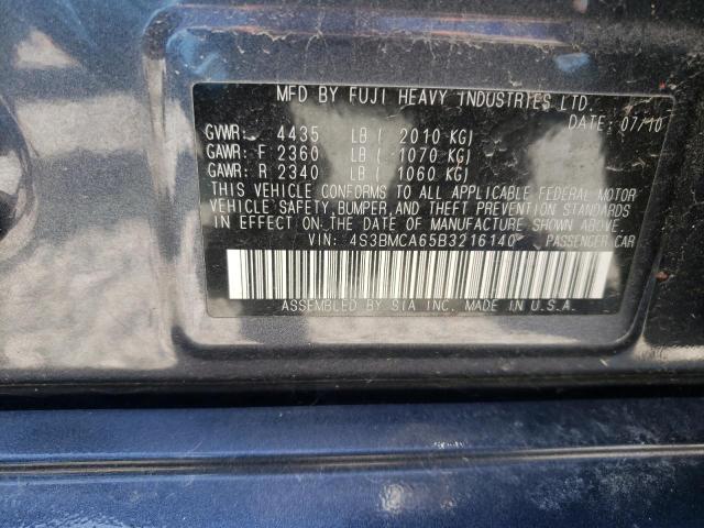 Photo 10 from auction – 2011 SUBARU LEGACY 2.5 with VIN 4S3BMCA65B3216140