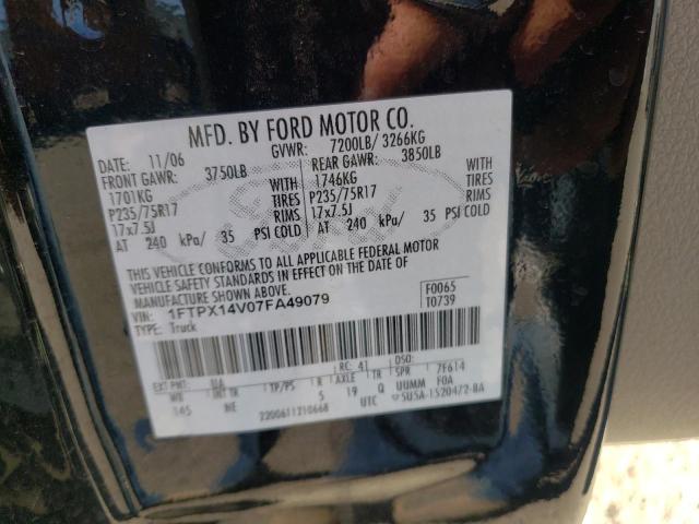 Photo 10 from auction – 2007 FORD F150 with VIN 1FTPX14V07FA49079
