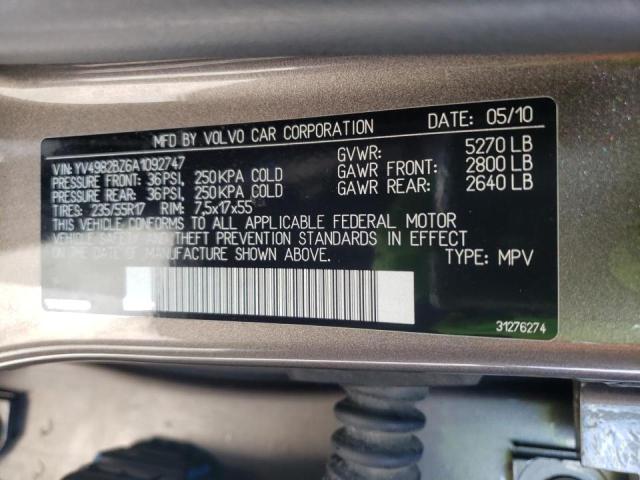Photo 10 from auction – 2010 VOLVO XC70 3.2 with VIN YV4982BZ6A1092747