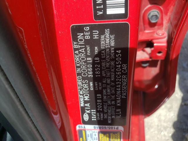Photo 10 from auction – 2012 KIA RIO EX with VIN KNADN4A32C6045054