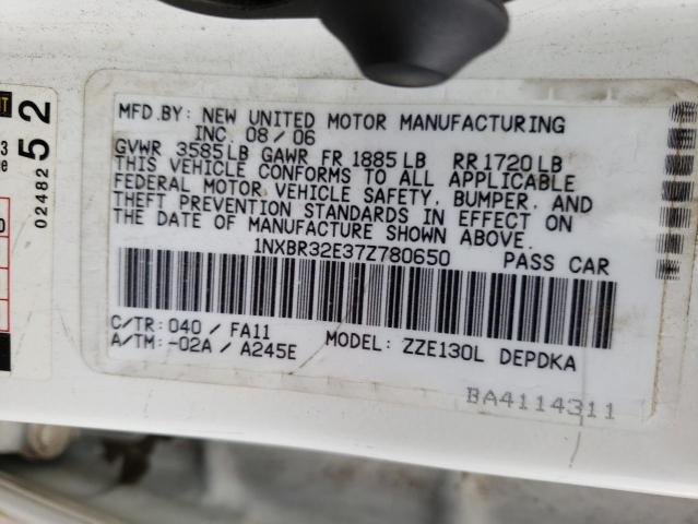 Photo 10 from auction – 2007 TOYOTA COROLLA CE with VIN 1NXBR32E37Z780650