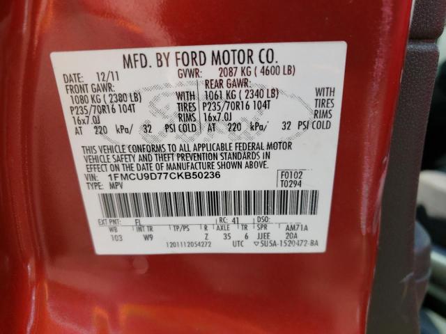 Photo 10 from auction – 2012 FORD ESCAPE XLT with VIN 1FMCU9D77CKB50236