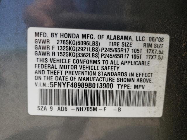 Photo 10 from auction – 2009 HONDA PILOT TOUR with VIN 5FNYF48989B013900