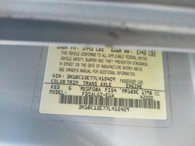 Photo 10 from auction – 2007 NISSAN VERSA S with VIN 3N1BC13E77L415409