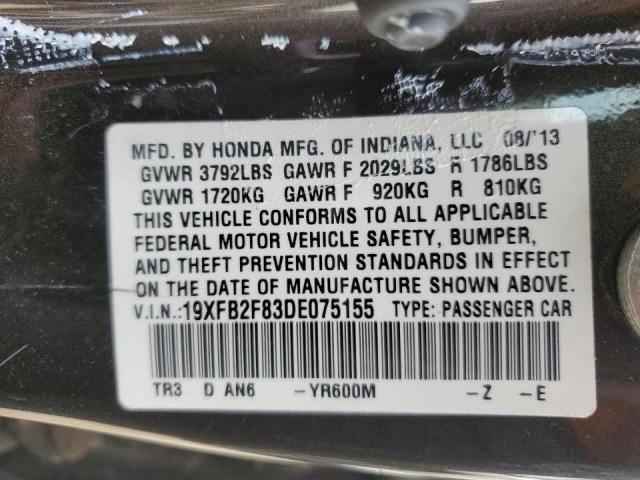 Photo 10 from auction – 2013 HONDA CIVIC EX with VIN 19XFB2F83DE075155