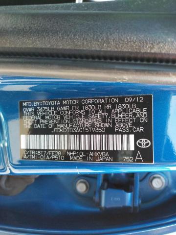 Photo 10 from auction – 2012 TOYOTA PRIUS C with VIN JTDKDTB36C1519350