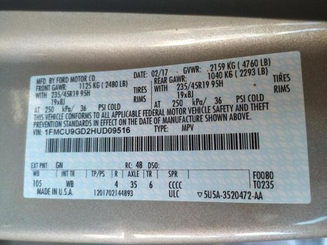 Photo 10 from auction – 2017 FORD ESCAPE SE with VIN 1FMCU9GD2HUD09516