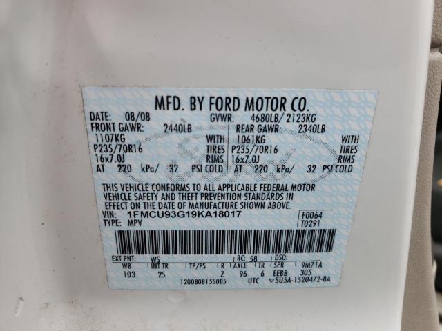 Photo 10 from auction – 2009 FORD ESCAPE XLT with VIN 1FMCU93G19KA18017