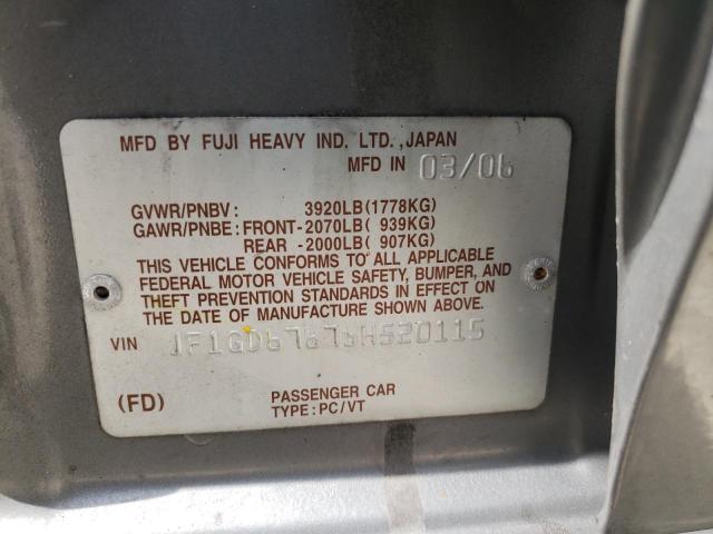 Photo 10 from auction – 2006 SUBARU IMPREZA with VIN JF1GD67676H520115