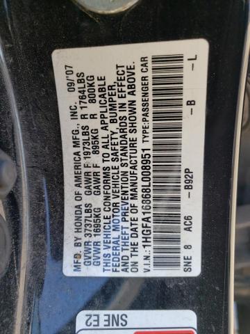 Photo 10 from auction – 2008 HONDA CIVIC EX with VIN 1HGFA16868L008951