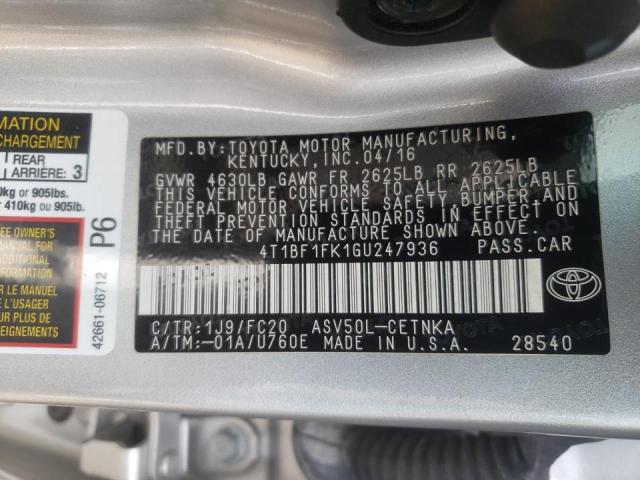 Photo 10 from auction – 2016 TOYOTA CAMRY LE with VIN 4T1BF1FK1GU247936